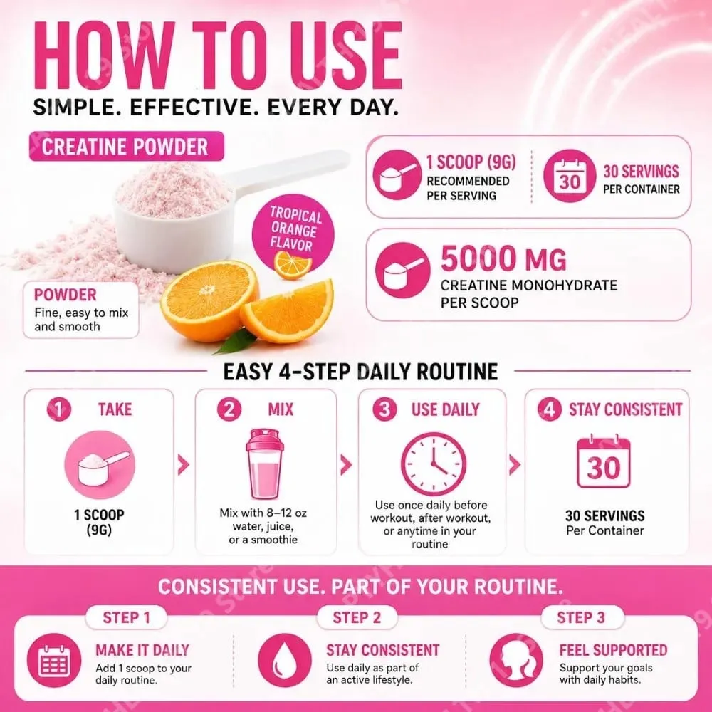 Women's Creatine Monohydrate Powder 5000mg Collagen BCAAs L-Glutamine For Muscle Energy & Beauty Support Formula Adult 269g — image 6
