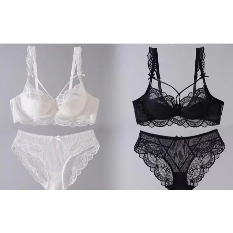 Elegant French Style Lace Lingerie Set Slim-Fitting Adjustable Gathers Larger Busts Smaller Look Women Soft Bra S-2XL Comfor Bra