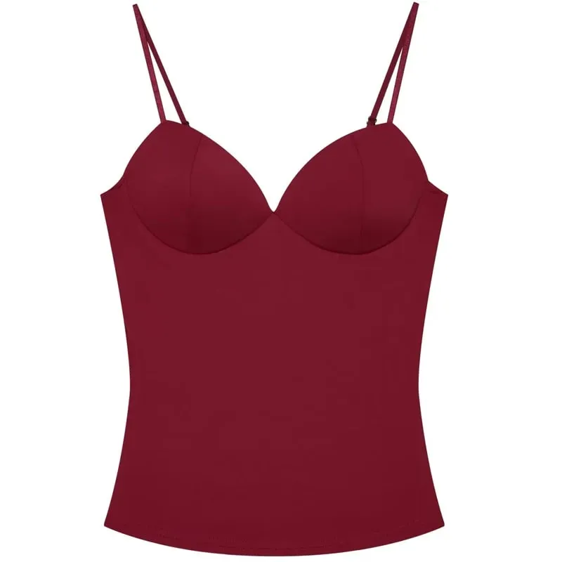 Burgundy Slip Top Women Summer Sexy Corset Tanks & Camis Fashion Sleeveless Backless Bra Top Chic Elegant Bustier Camisole — image 10