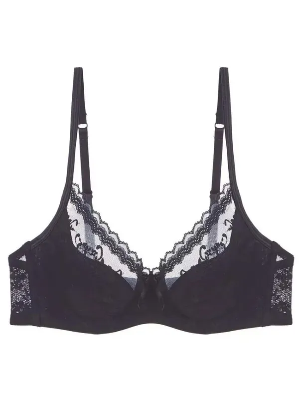 French Lace Underwire Bra Set | Half Cup Push Up Bra Large Bust Summer Lightweight Slimming Anti Sag Women‘s Lingerie BANERDANNI