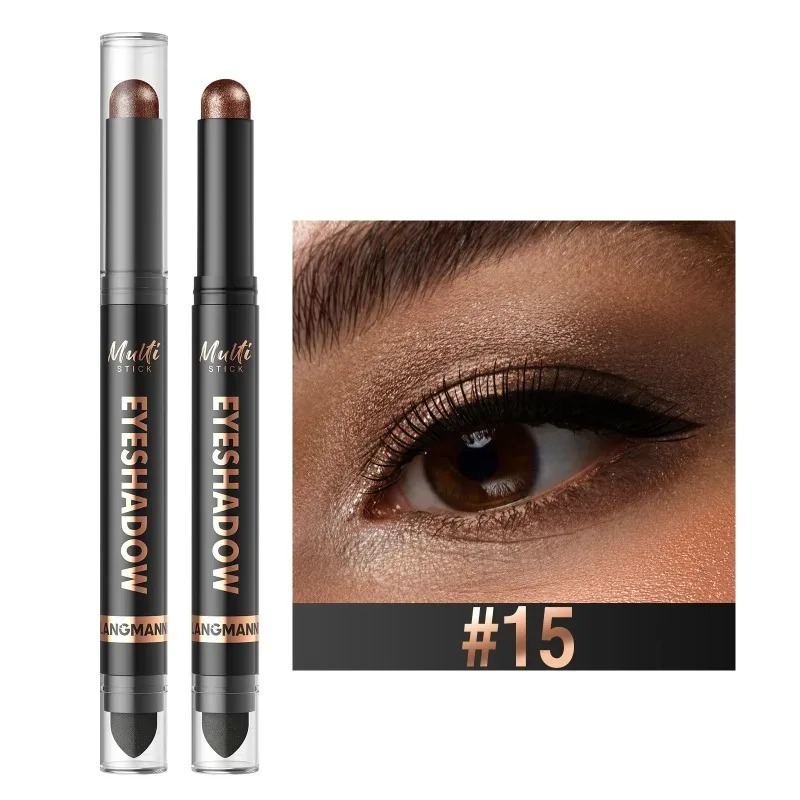 16 Colors Double Head Eyeshadow Stick Pearlescent Shimmer Brown High Waterproof Cream Eyes Shadow Pencil Long-Lasting Eye Makeup — image 22