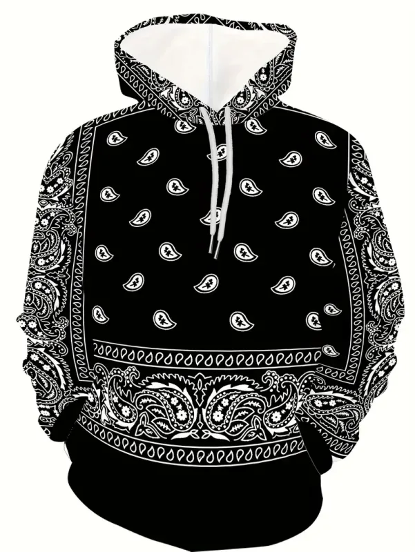 Sudadera con capucha con estampado de anacardo creativo para hombre, sudadera con capucha informal de diseño plano para hombre, sudadera con bolsillo tipo canguro — image 15