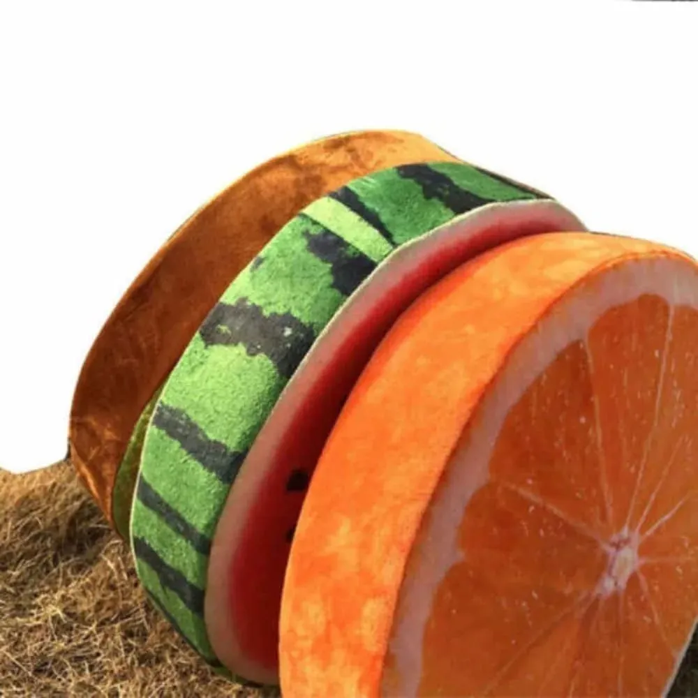 Cute Round Fruit Pillow Simulation Plush Fabric Seat Cushion Fruit Slice Print Stuffed Inner Plush Pillow Sofa Decor — image 4