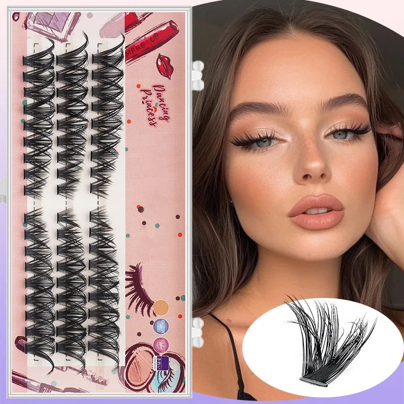 3 Rows DIY Thick Individual Cluster Lash Extensions Segmented Natural Lash Clusters Eye Style Self-graft Lashes Makeup