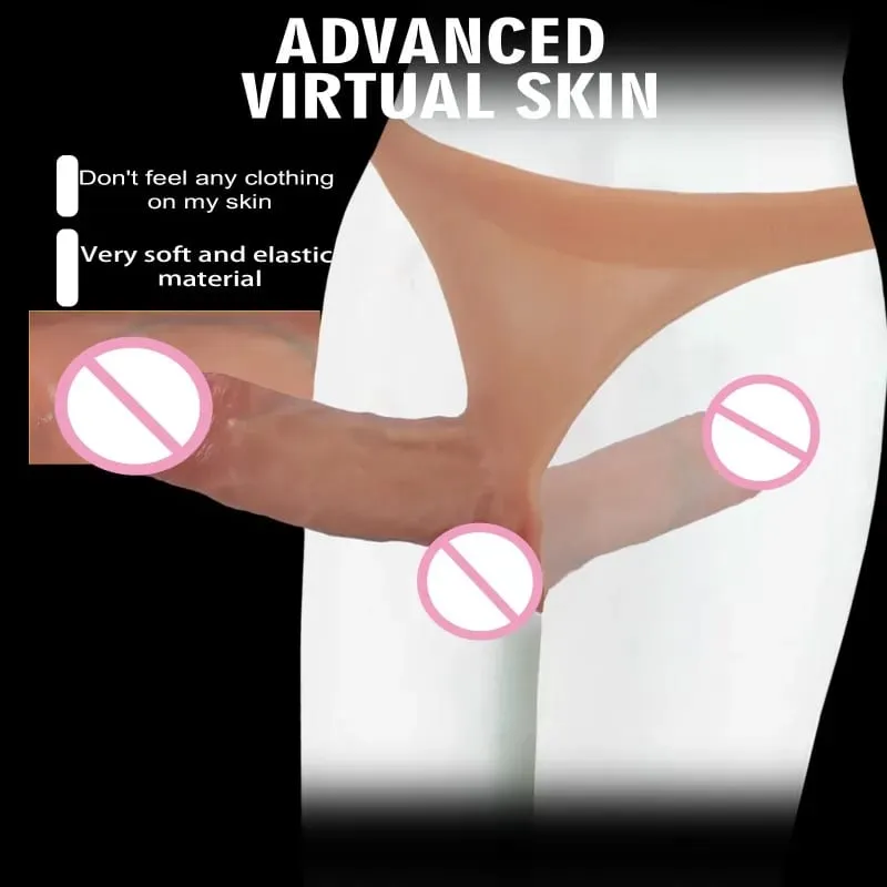 Silicone Double Penis Dildo Wearing Pants Dick Realistic Penis Toy for Lesbian Couple Strap on Masturbator Adult Sex Toys — image 3