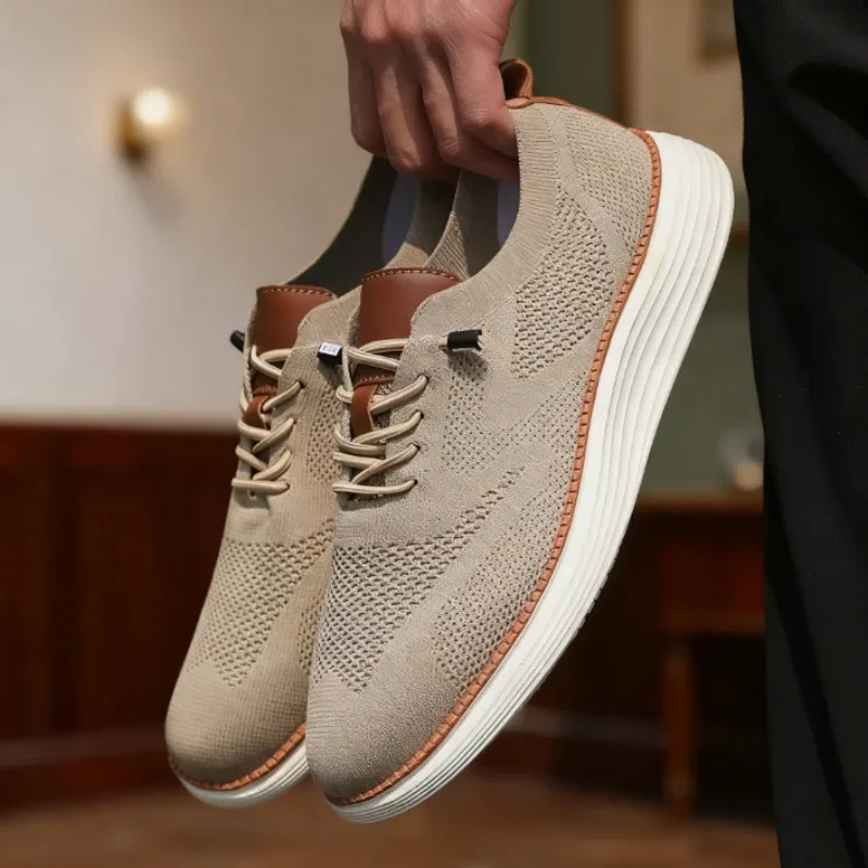 Männer Casual Wanderschuhe Atmungsaktive Mesh Stricken Turnschuhe Heißer Verkauf Bestseller Leichte, Nicht-slip Flache Spitze Up Laufschuhe männer