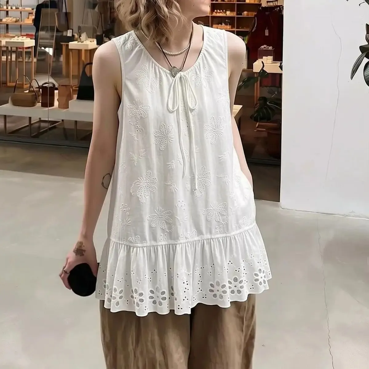 Áo Lười Lười Phong Cách Chắc Chắn Đơn Giản Áo Vest Top Mùa Hè Mới Mỏng Tất Cả Trận Đấu Giản Dị Áo Sơ Mi Thời Trang Hàn Quốc Nữ quần Áo — image 8
