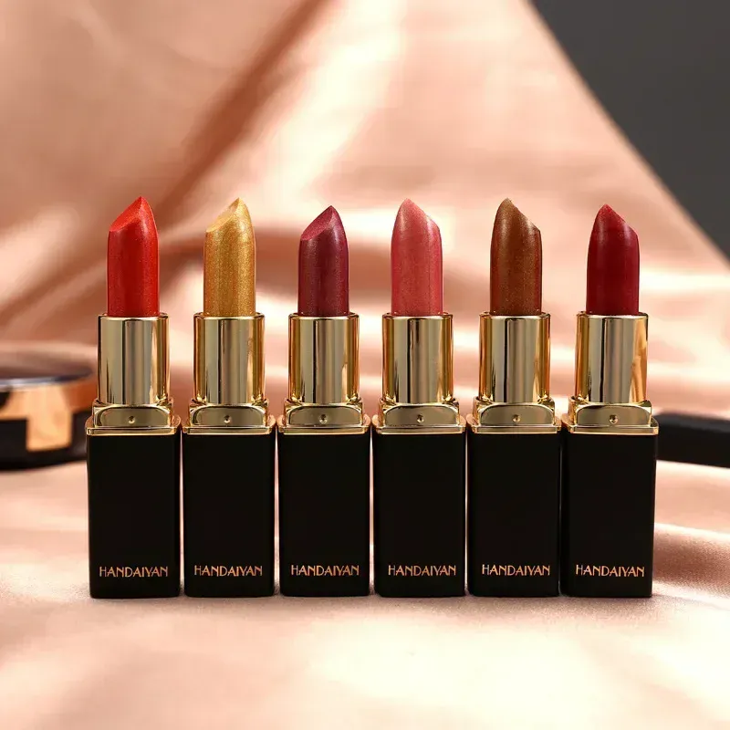 Brand Professional Lips Makeup Waterproof Shimmer Long Lasting Pigment Nude Pink Mermaid Shimmer Lipstick Luxury Makeup Cosmetic — image 7