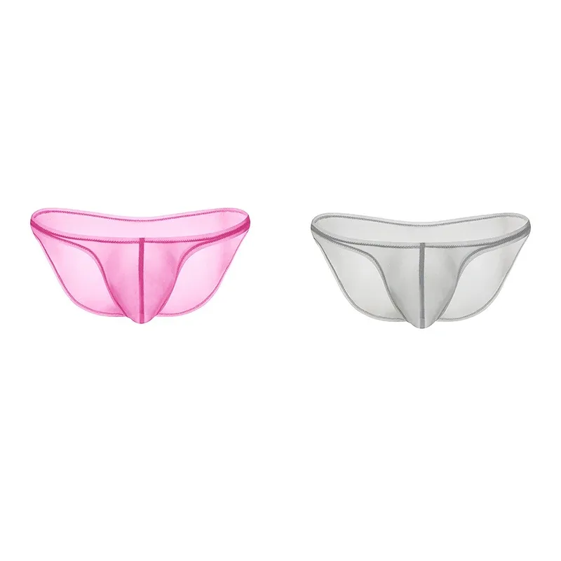 Men's Underwear Delicate Ice Silk Transparent Triangle Panties Personality Low Waist Briefs — image 21