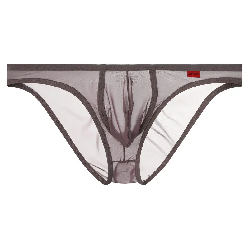 Men's Briefs Ultra-Thin Mesh Transparent Underwear Breathable Quick-Drying Low-Rise Sexy U Shaped Pouch Panties Tanga Slip