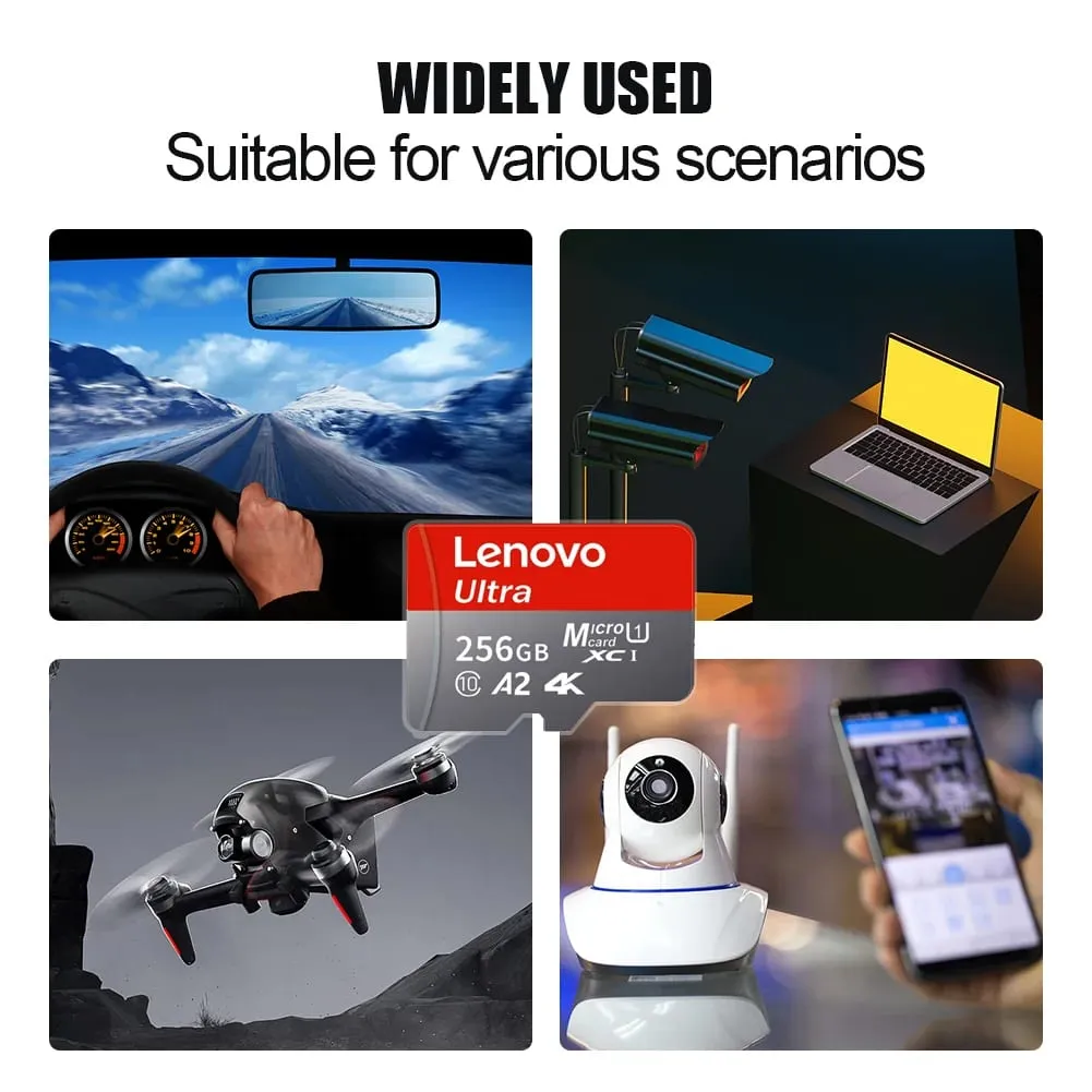 Lenovo High Speed Micro SD Memory Card 512GB 4K Full HD Video Compatible with Phone GoPro Action Camera 64GB 128GB 256GB