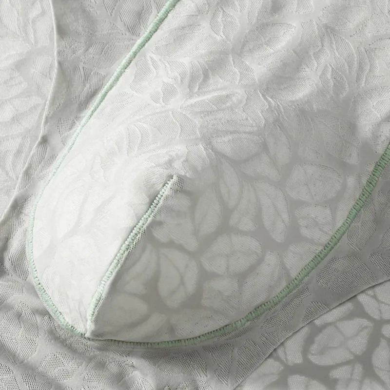 ผู้ชายผ้าไหมน้ำแข็ง Ultra-thin ชุดชั้นในลูกไม้ Jacquard Breathable Pantie 3D Bulge POUCH โปร่งใสตาข่ายชุดชั้นใน — image 9