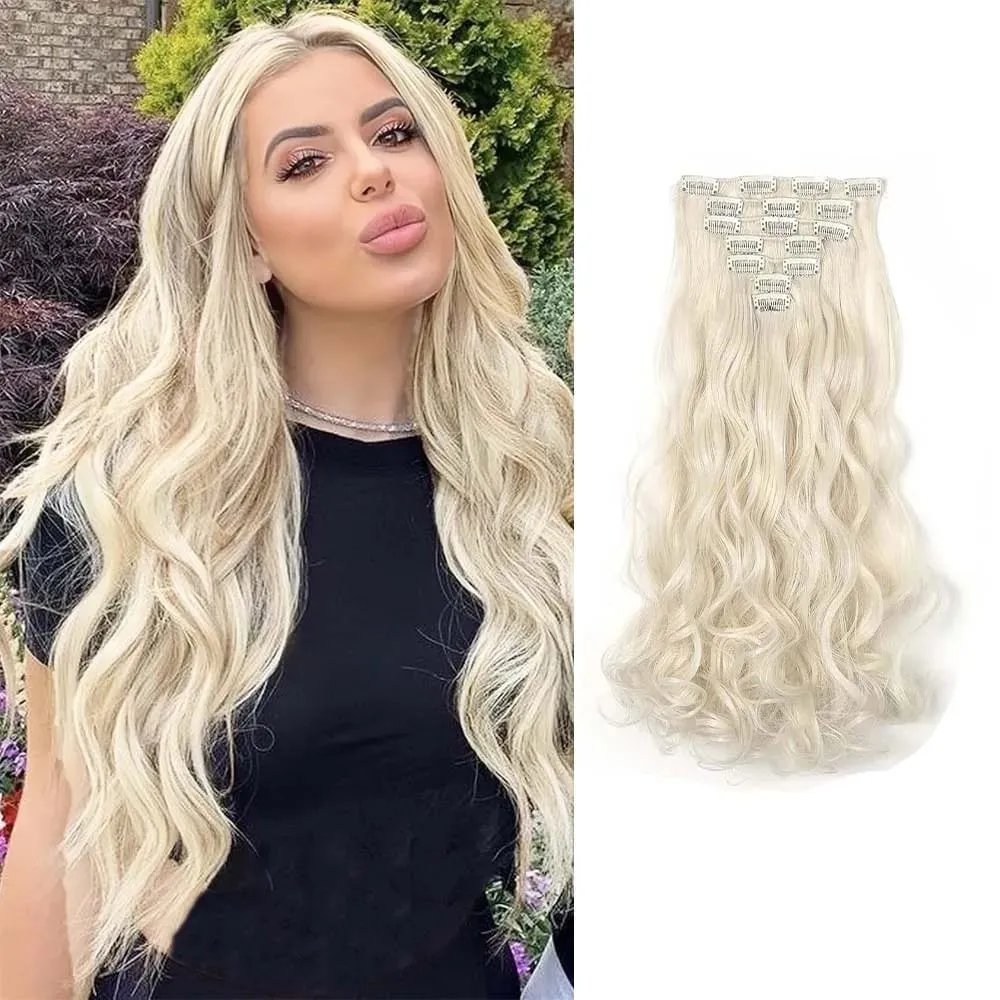7pcs/set 22inch Elegant Wavy Clip-In Hair for Instant Volume & Everyday Glamour Suitable For All Women Synthetic Extension — image 17