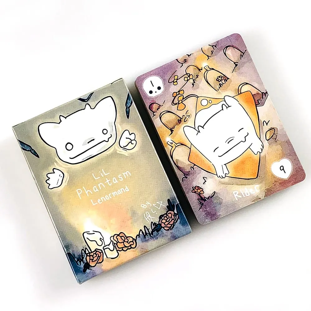 Lil Phantasm Lenormand Oracle Deck 36 Cute Ghost-Themed Oracle Unique Artistic Fortune Telling Cards Game Halloween Games