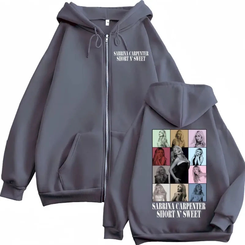 Singer Sabrina Carpenter Graphic Zipper Hoodie Men's Women Fashion Aesthetic Hooded Sweatshirts Harajuku Y2k Oversized Pullovers — image 4