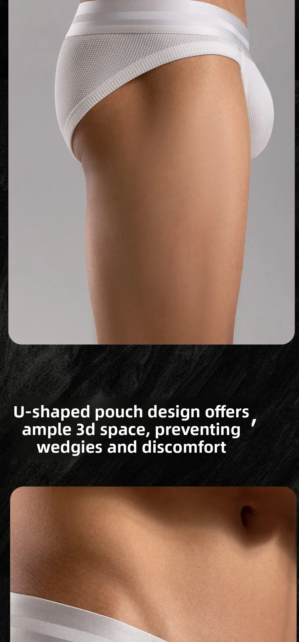3pcs Sexy Men Waffle Cotton Briefs with Raised Bag Support Pouch With Hole U Spacious Separate Crotch Breathable Anti-sweat 3256812343913911 — image 9