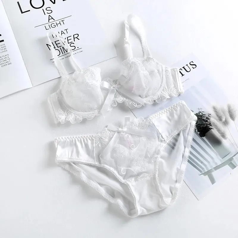 Ultra Thin Lingerie Set European Lace Bra for Big Boobs Sexy Push Up & Gather Sheer Transparent Large Cup Support BANERDANNI — image 1
