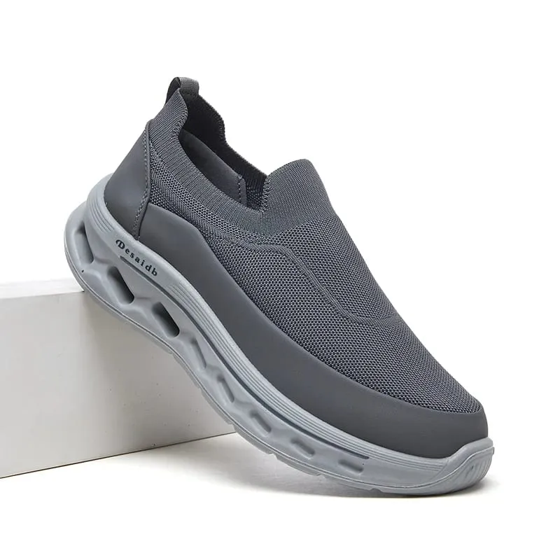 Desai Herren-Sneaker zum Hineinschlüpfen mit gestrickten Socken und breiter Breite, hohle Sohle, atmungsaktiv, leicht, Wanderschuhe, tägliches Pendeln im Freien