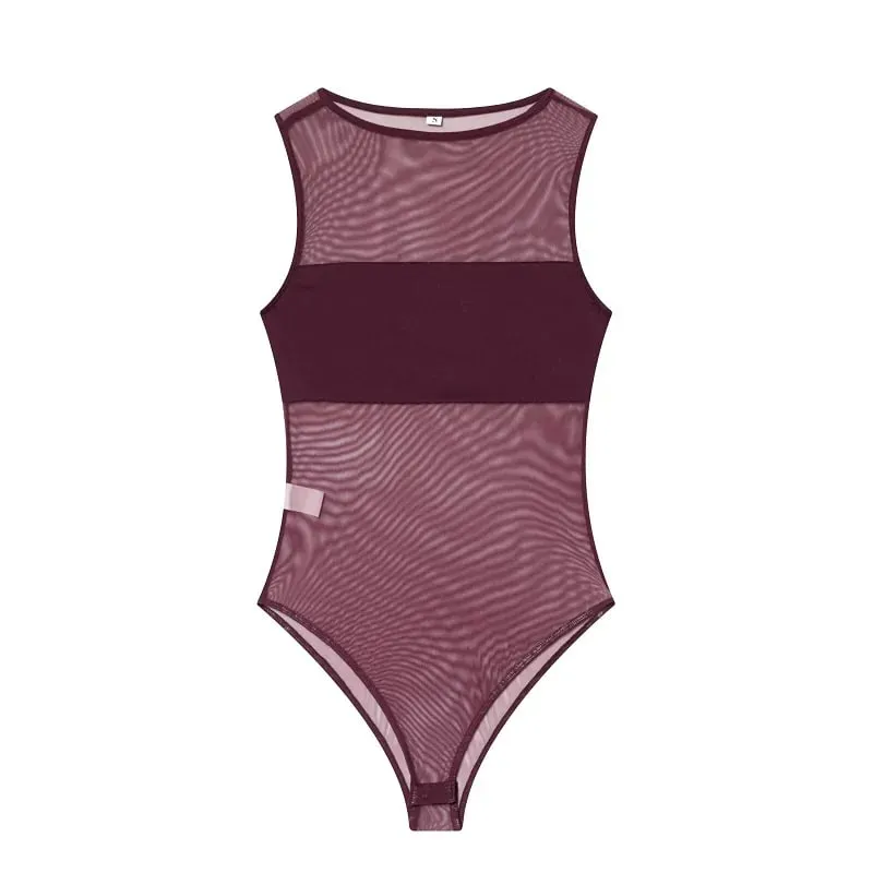 Sexy Mesh Bodysuit Women Transparent Tight Bodys for Women Summer Sleeveless Tops Woman Tulle Sexy Lingerie Body Woman — image 12