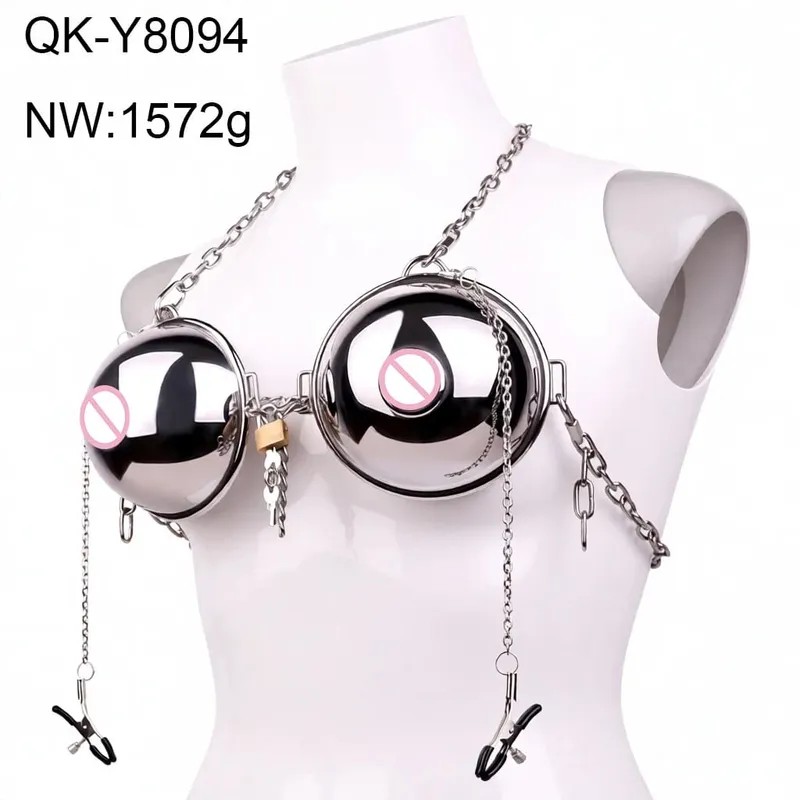 Wearable Metal Erotic Bra Sex Chest Hood Heavy-duty Breast Binder Chest Cover Nipple Massager Nipples Teating For Women Men