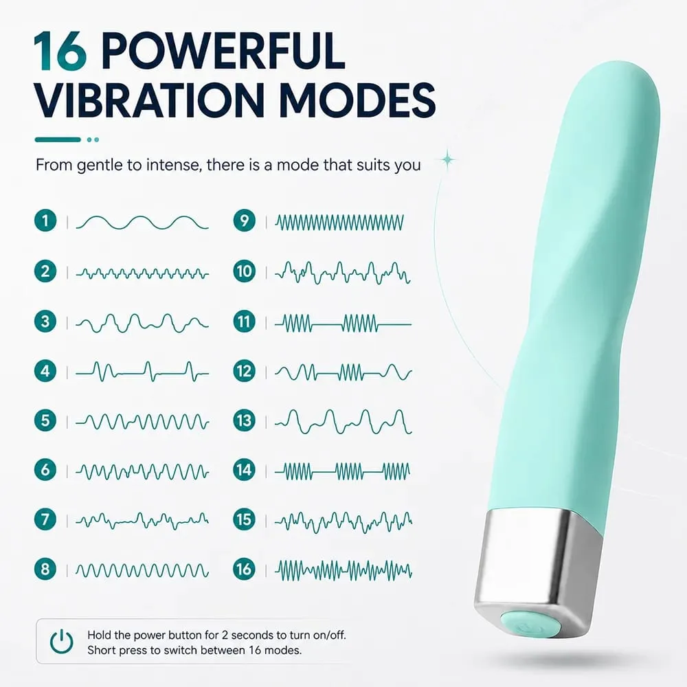 16 Modes Dildo Vibrator for Women G Spot Clitoral Vaginal Stimulator Quiet Portable Slim Personal Massager Adult Sex Toy