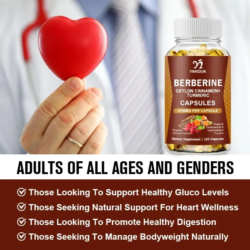 Berberine 4700 Mg Supplement with Ceylon Cinnamon Support Heart Health Immune System Healthy GI & Cholesterol Gluten-Free — image 4