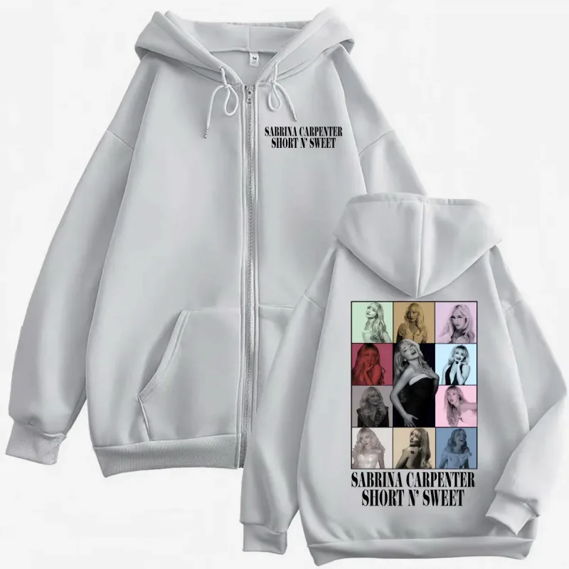Singer Sabrina Carpenter Graphic Zipper Hoodie Men's Women Fashion Aesthetic Hooded Sweatshirts Harajuku Y2k Oversized Pullovers — image 7