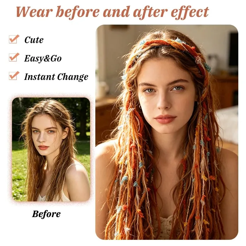 Plush Maillard Colored Long Tassel Headband Bohemian Hair Accessory Suitable for Women's Parties — image 5