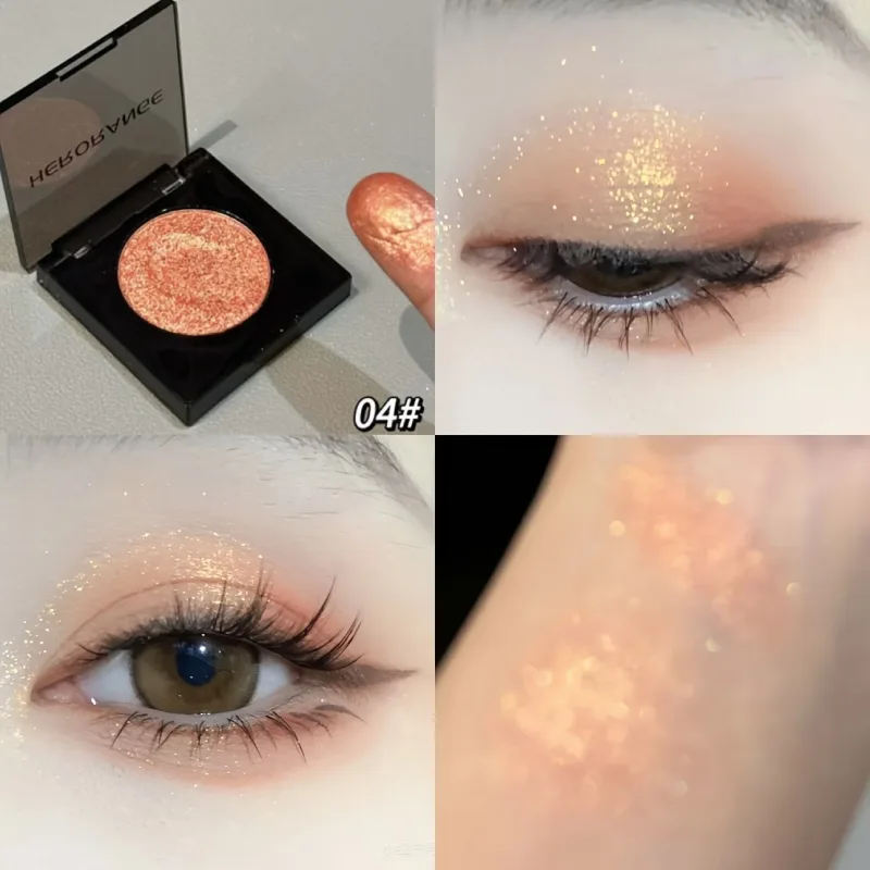 Herorange 16 Color Eyeshadow Highlight Palette Matte Shimmer Orange Brown Pink Champagne Waterproof Portable Festival Mak