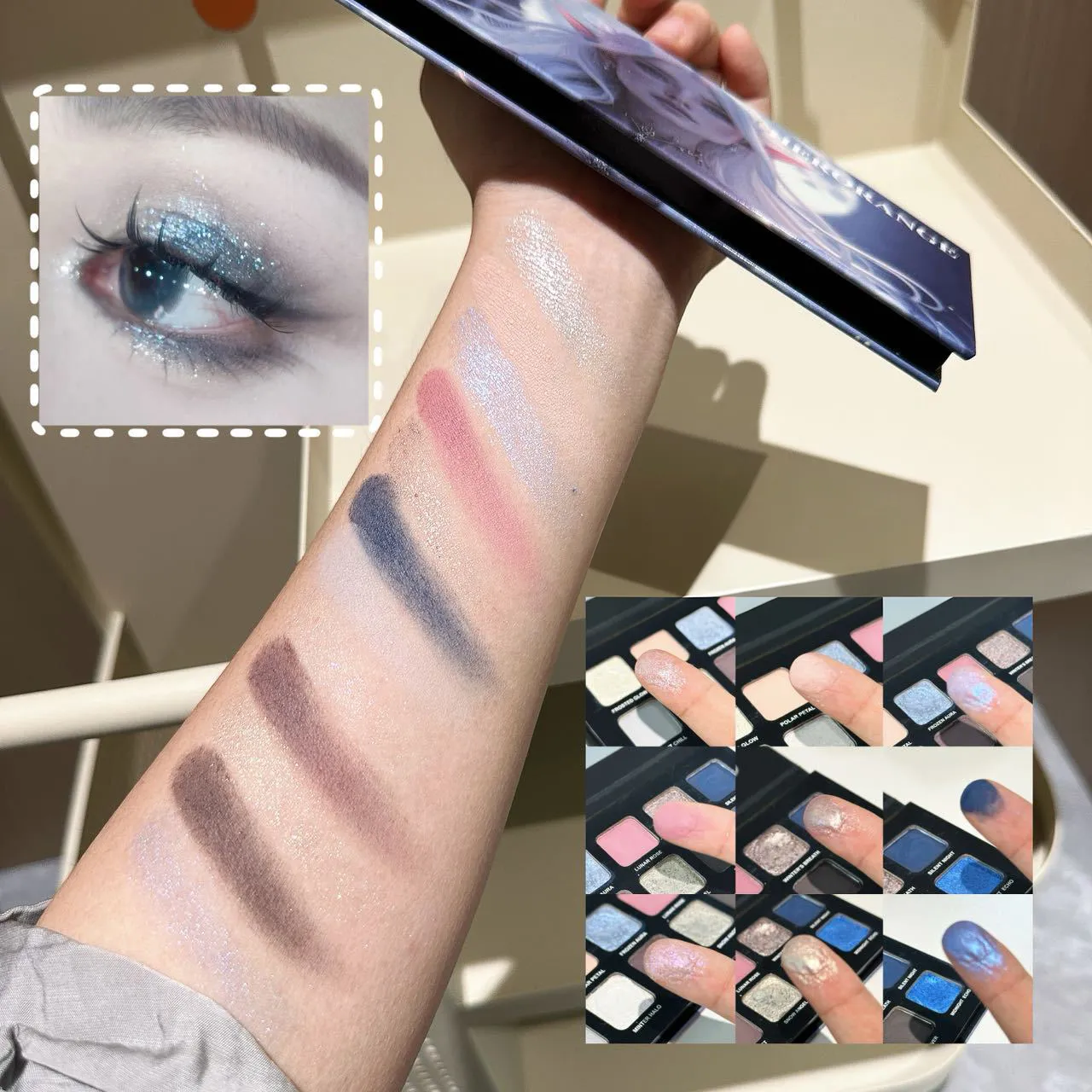 12 Colors Metallic Eyeshadow Palette Pearl Matte Sparkling Shimmer Blue Eye Shadow Highlighter Brighten Glitter Fashion Makeup
