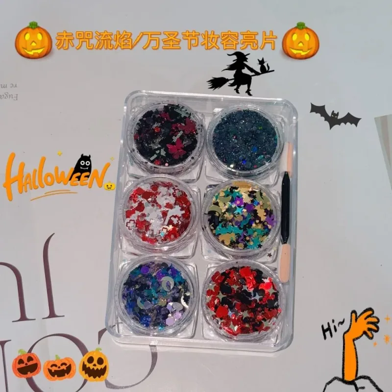 6 Teile/satz Sparkly Bunte Augen Glitter Gel Festival Glitter Gesicht Haar Pailletten Gel Creme Herz Stern Mond Pailletten