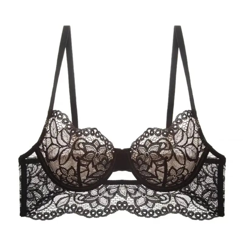 Sheer Mesh Bra Large Bust Minimizer Ultra Thin See Through Underwire Anti Sagging Push Up Sexy Lingerie Set Women S-XL MOYISU AB — image 5