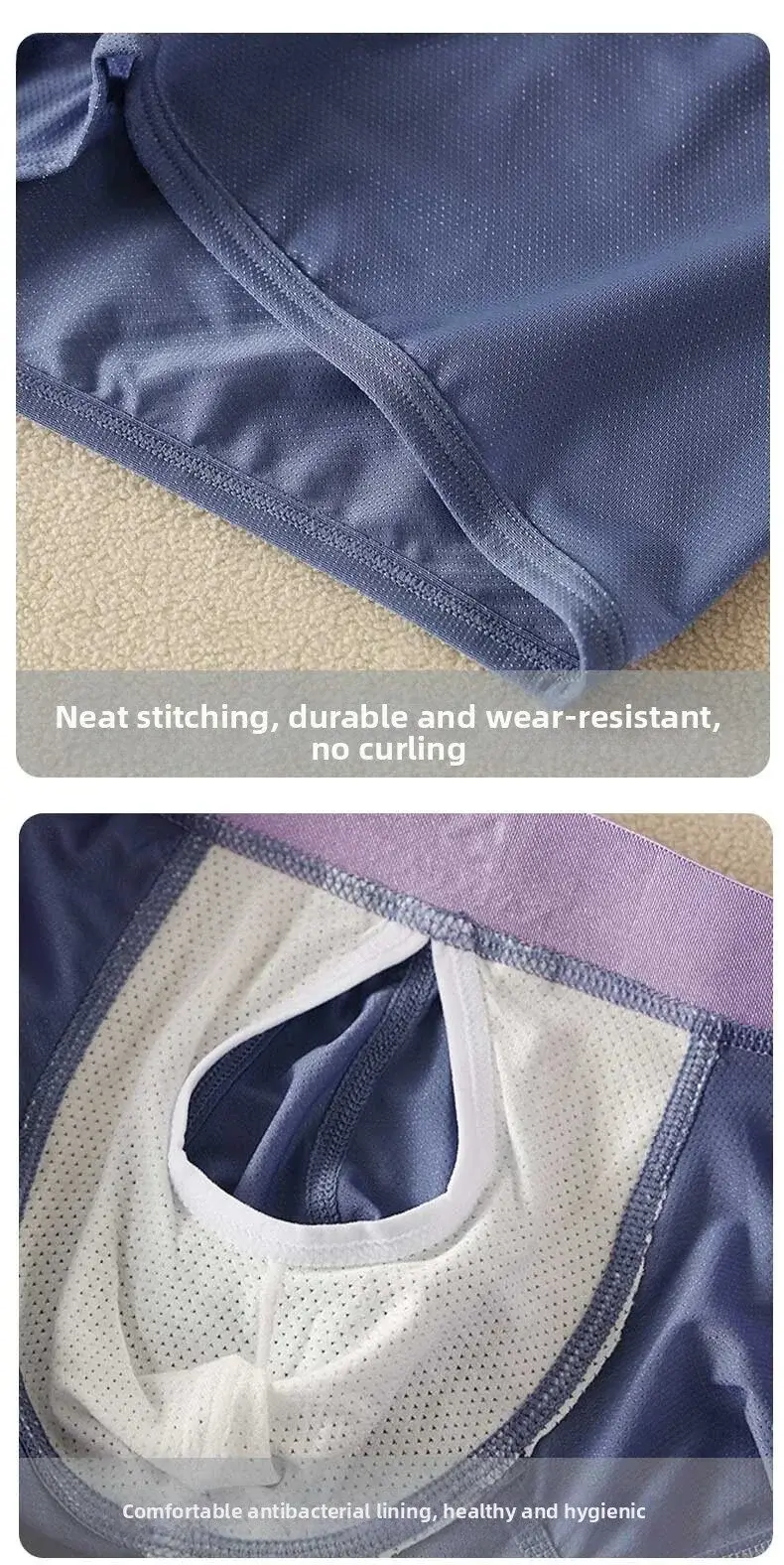 Summer Ice Silk Underwear Snabbtorkande boxershorts för män Lättvikts Andningsbar Separbar sidoöppning Ej avtagbara trosor