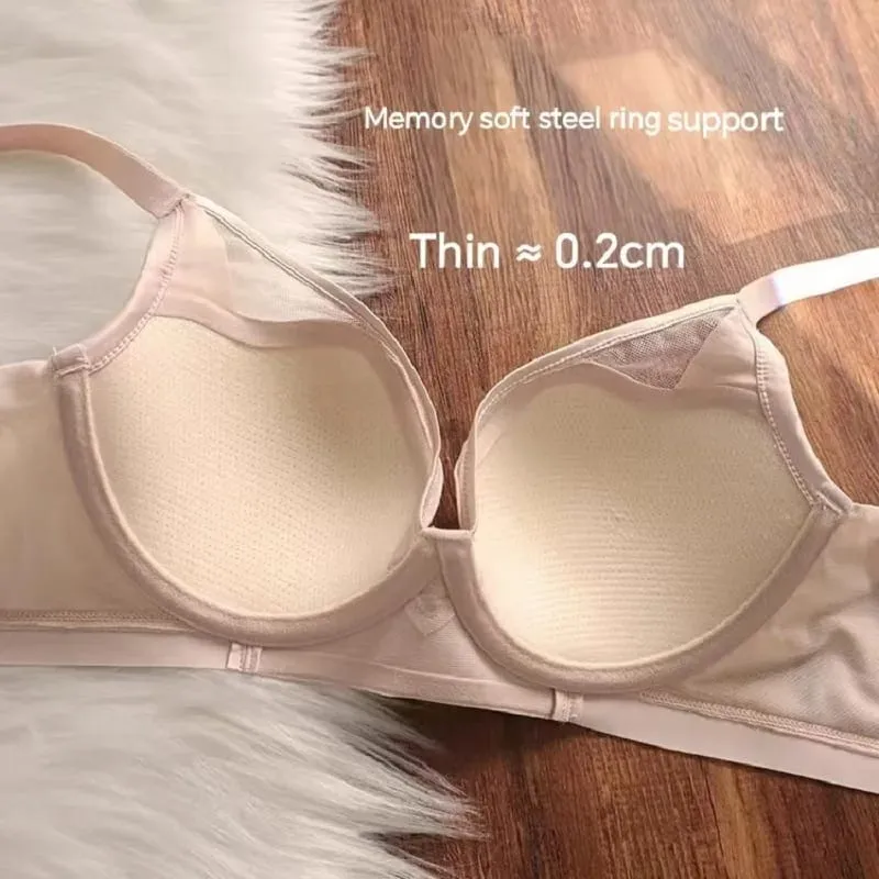 Plus size sem costura fina push up lingerie para mulheres seios grandes parecem menores sutiã anti-flacidez macio underwire — image 3