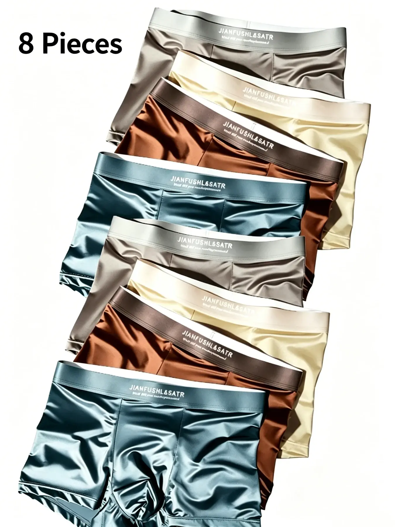 2026 New Mens Boxer Briefs Ice Silk Underwear for Men Breathable Moisture Wicking Mid Waist Solid Boxer Shorts 8pcs Wholesale