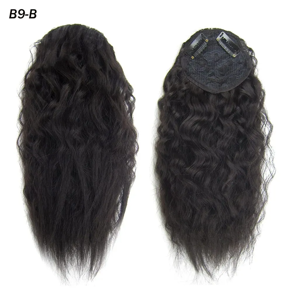 Zolin Short Kinky Curly Hair Bangs Extension With 2Clips One Piece Clip in Hair Black Light Brown Synthetic Hairpiece For Girls — image 8