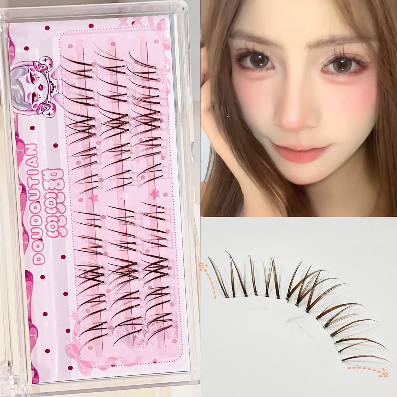 3/10 Baris Bulu Mata Palsu Coklat Manis Natural Whispy Fluffy Air Manga Sambungan Bulu Mata Palsu Gaya Korea Solekan Mata Sempurna — image 4