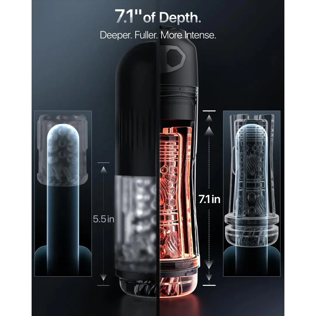 Y-Pao AI Smart Automatic Male Masturbator Vibrador Vacuum Penis Pump 7.1" Deep Sleeve Adult Sex Toys for Men App Control Stroker