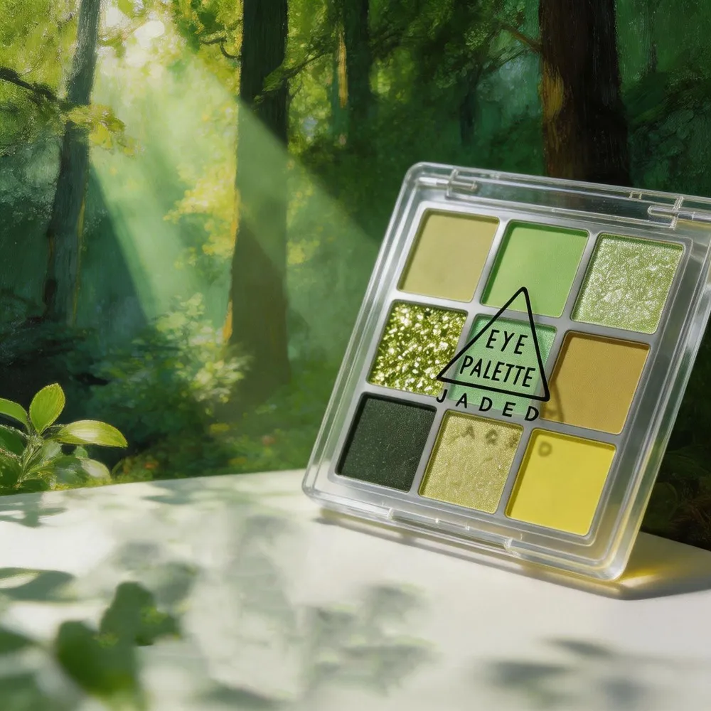 9 Colors Mint Green Eyeshadow Palette Matte Shimmer Forest Shadow Velvet Soft Blendable Natural Daily Eye Makeup