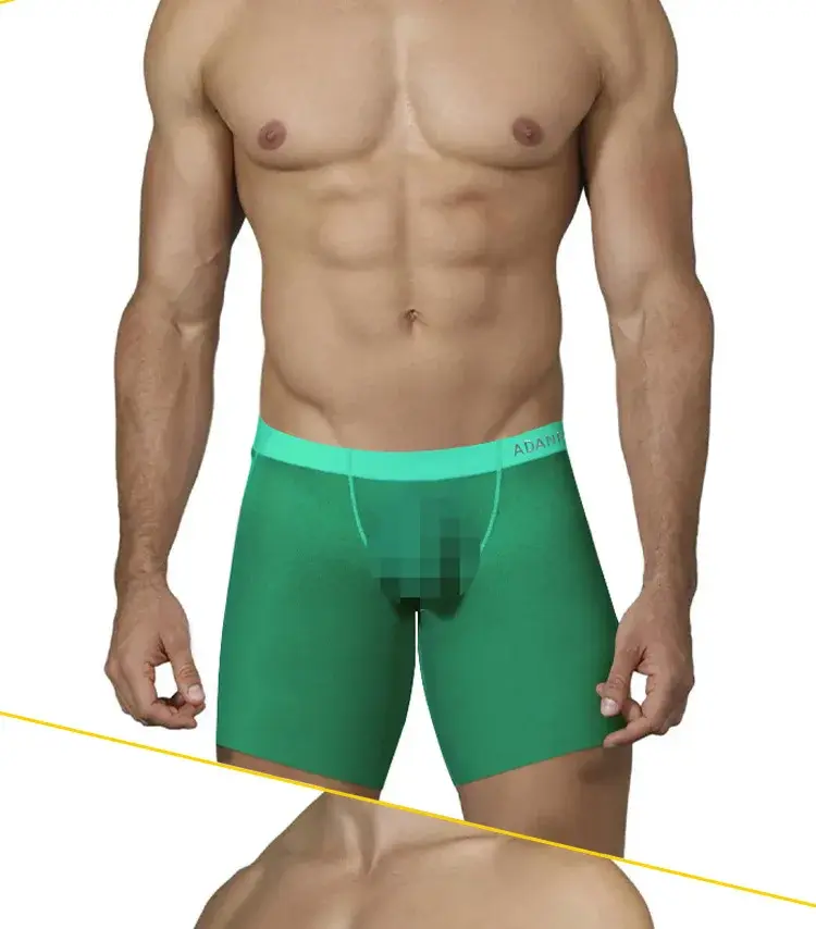 Pakaian Dalam Pria Ultratipis 0.01Mm Celana Boxer Panjang Celana Dalam Kebugaran Gym Transparan Sutra Es Pendingin Slip Jaring Mulus — image 7