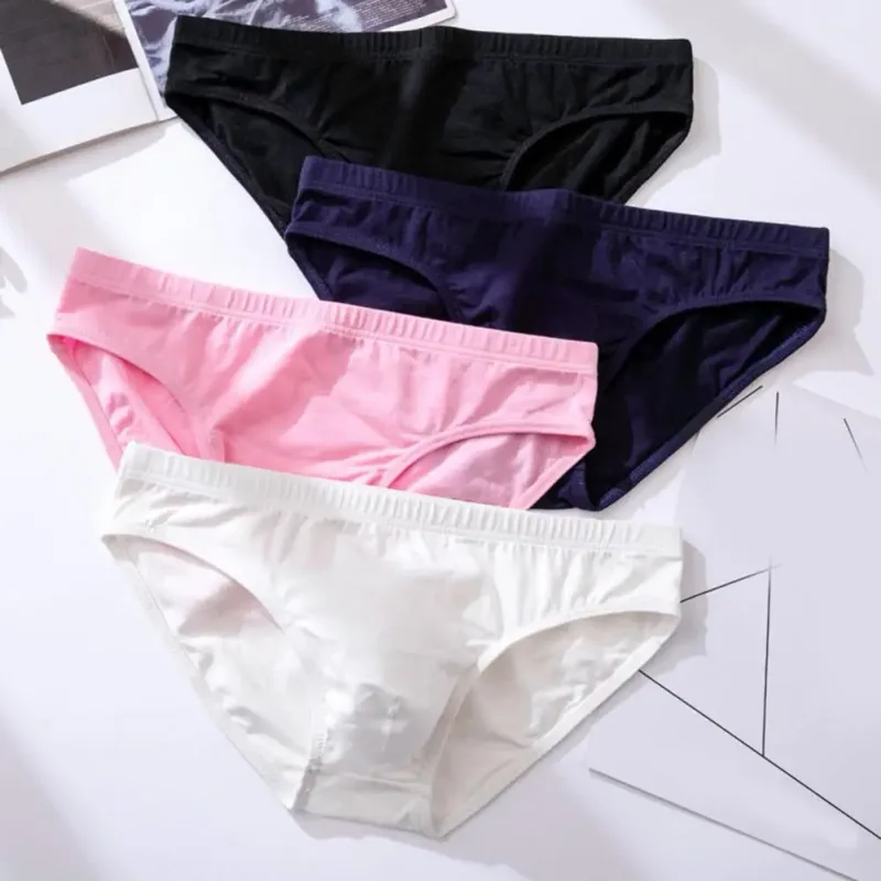 Cotton Briefs Adult Man Briefs Stretchy Breathable Solid Color Male Underwear Low Waist Cotton Underpants Plus Size Men Cotto — image 4