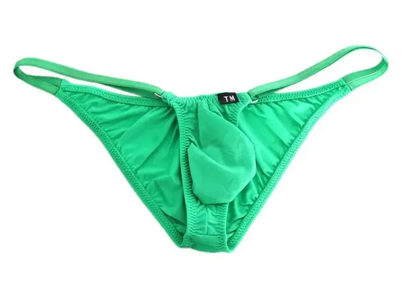 Férfi Állítható Fém O-gyűrű Dupla vékony pántos Bikini Alsónadrág Alacsony emelkedés Selymes Ice Silk 3D U Konvex Tasak Szexi Férfi Fehérnemű