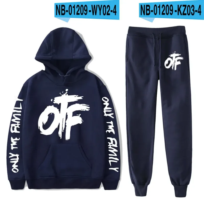 Harajuku Comfortable Funny OTF Letter Print Sweatshirt Sweatpants Suit Men/Women Hoodies+ Trousers Suit Cute 2 Piece Set Clothes