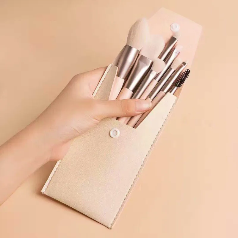 8Pcs Mini Macaron Soft Makeup Brushes Set Portable Beginner Beauty Tools for Blush Eyeshadow Complete Cosmetic Brush Kit