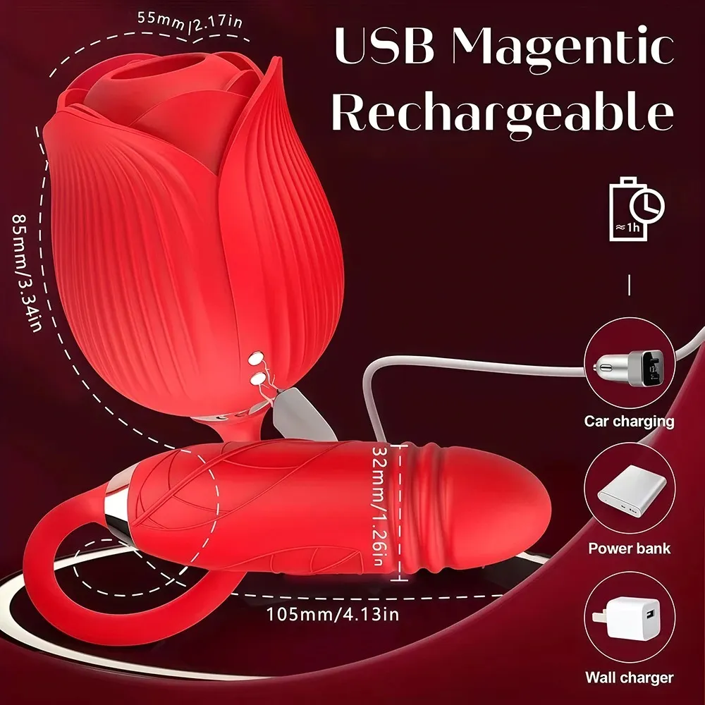 3in1 Thrusting Anal Vibrator Female Rose Sucking Clitoris Stimulator Dildo Licking Vagin Massager Masturbator Sex Toys for Women — image 5