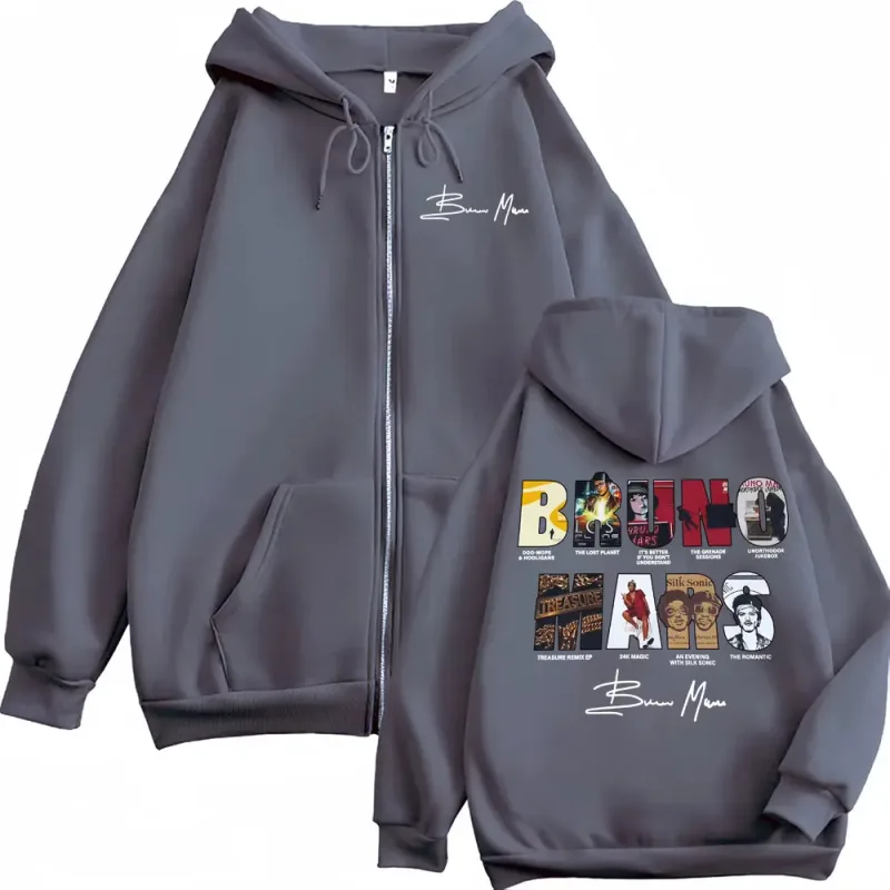 Bruno Mars The Romantic 2026 Album Cover Zip Up Hoodies Men Women Fashion Vintage Jacket Sweatshirt Fleece Cozy Zipper Pullovers — image 3