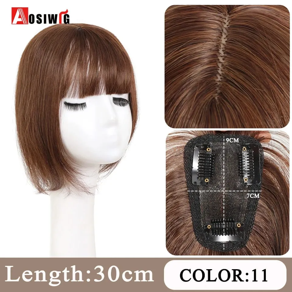 Synthetic Topper Hairpiece Clip-In Bangs Extension Natural Neat Fake Fringe Topper Hairpiece Invisible Clourse Hairpieces