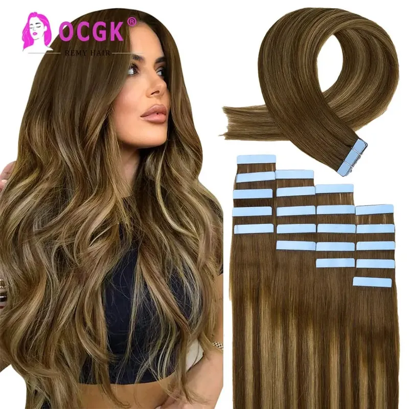 12A Tape In Hair Extensions 100% Remy Human Hair Pre-taped Skin Weft Adhesive Strips For Women Salon Use High Quality 14-22 Inch — image 8