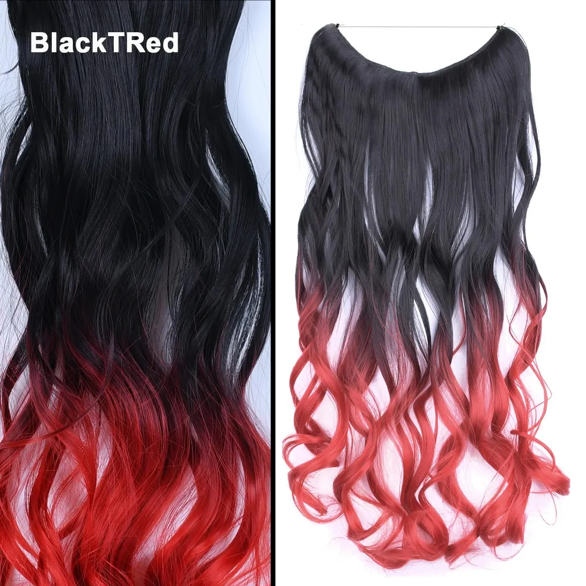 Jeedou Wavy Hair Extension Elasticity Invisible Wire Fish Line One Piece No Clips Synthetic Hairpieces Ombre Color For Ladies — image 38