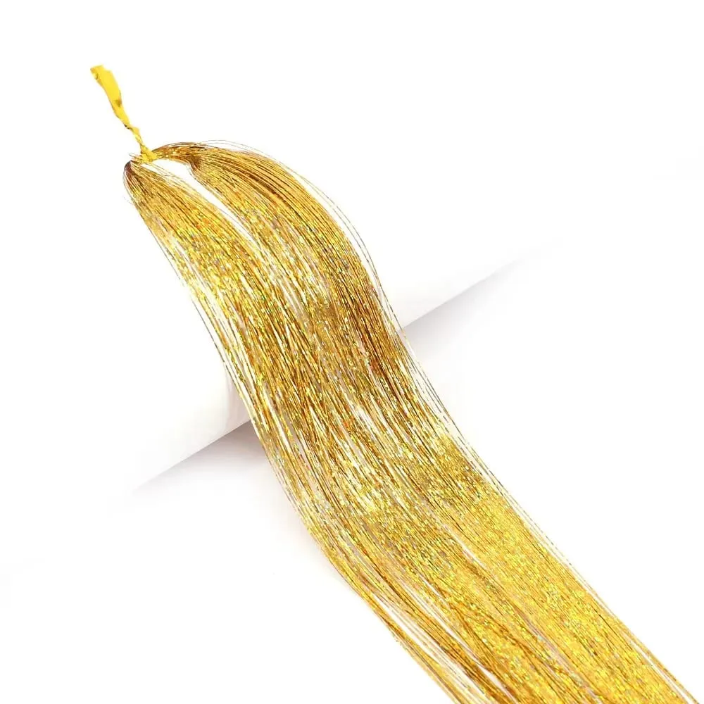 Sparkle Shiny synthetic Hair Tinsel Hair Extensions Dazzles Women Hippie for Braiding Headdress Hair Braiding Tools Long 120cm — image 9